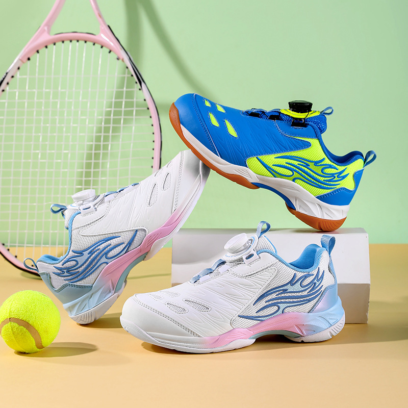 Vaikiški badmintono bateliai, teniso bateliai, vyriški ir moteriški treniruočių teniso bateliai, neslystantys stalo teniso sportiniai bateliai su besisukančiomis sagomis