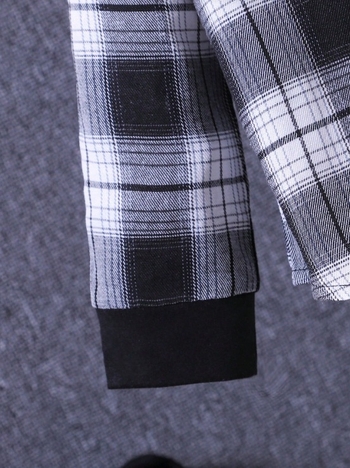 Cross-Border különleges tavaszi kockás kardigán, dzseki, nadrág, öltöny, fiú kapucnis, hosszú ujjú ing és nadrág kétrészes szett