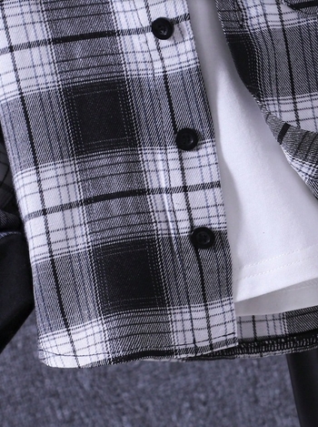 Cross-Border különleges tavaszi kockás kardigán, dzseki, nadrág, öltöny, fiú kapucnis, hosszú ujjú ing és nadrág kétrészes szett