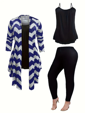 Ευρωπαϊκή και αμερικανική διασυνοριακή σεζόν Άνοιξη και καλοκαίρι 2025 Νέο μεγάλο μέγεθος γυναικείο casual σάλι τριών τεμαχίων παντελόνι-ζακέτα ζακέτα