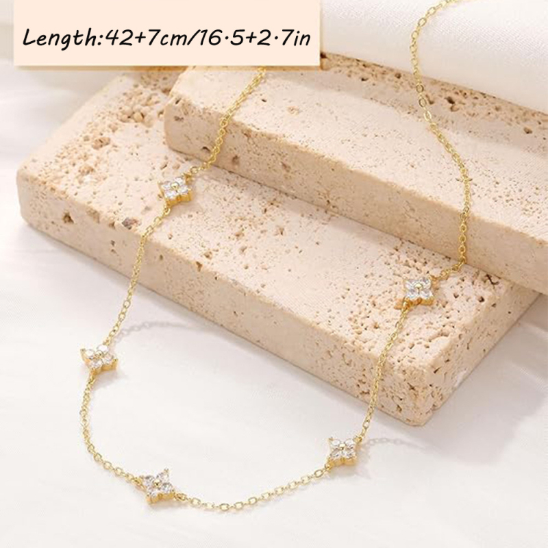 [Laos olemas] 18K roostevabast terasest beebihingega neljaleheline ristikheinaga naiste kaelakee tsirkooniga rangluukett on moodne ja värvi ei muuda