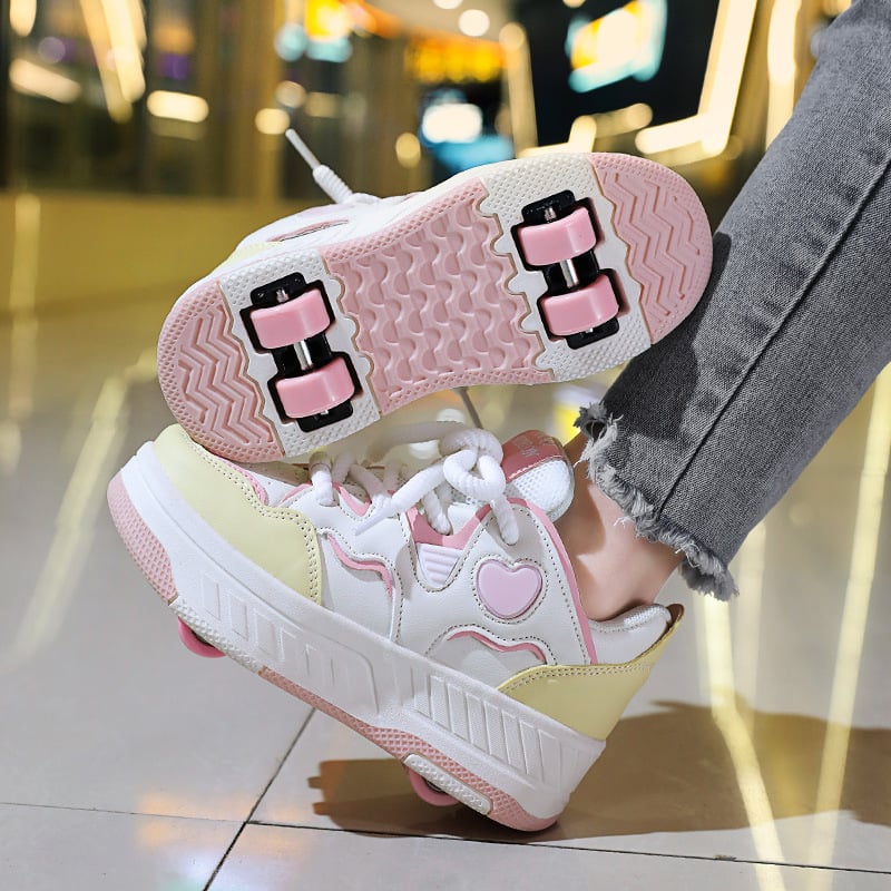 Момичешки обувки Heelys Нови 2025 Ролери Кънки на четири колела Спортни обувки Кънки Момчешки крос-бордери Heelys против хлъзгане