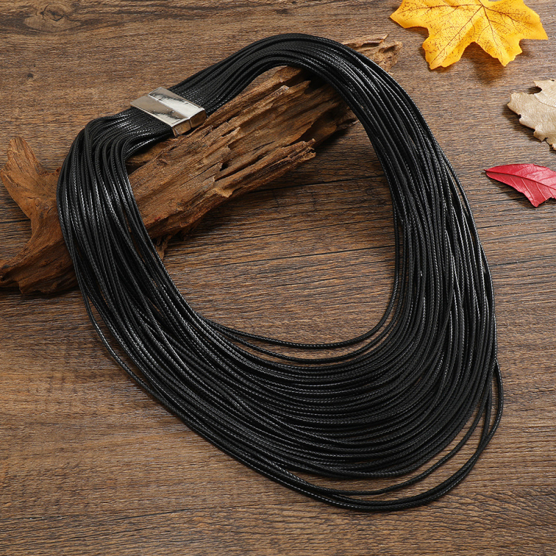 Colier din frânghie de piele multistrat, personalizat, exagerat, european și american, colier retro din frânghie de piele, producător de bijuterii en-gros