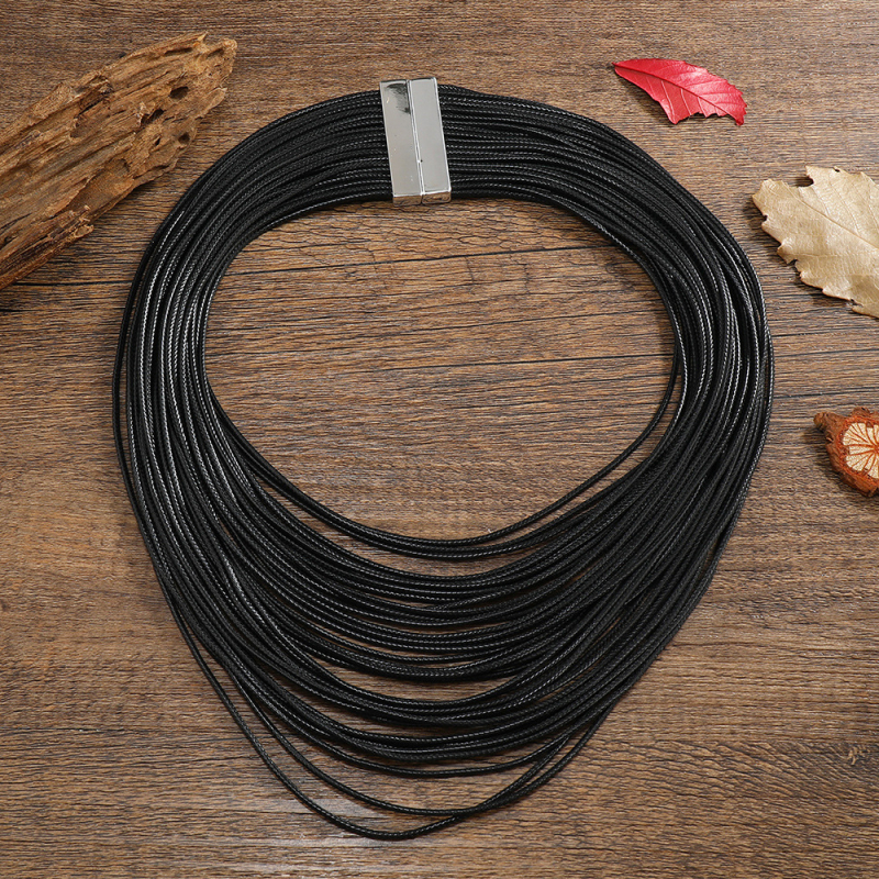 Colier din frânghie de piele multistrat, personalizat, exagerat, european și american, colier retro din frânghie de piele, producător de bijuterii en-gros