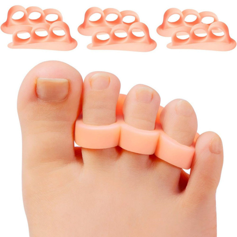 Amazoni kolme auguga silikoonist varvastevahe meestele ja naistele pöidla valgusvalu kattuvate sõrmede isolatsiooni korrigeerimise komplekt