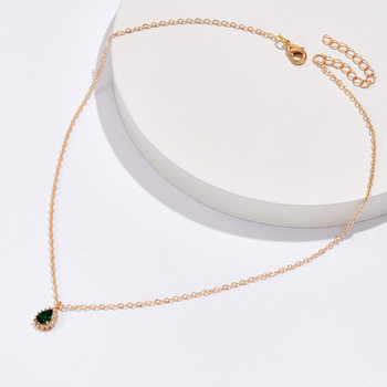 Prantsuse kunstiline retro stiilis smaragdvastane vask kullatud prantsuse kaelakee naiste veepiisaga tsirkoonehted uues stiilis