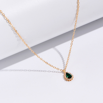 Prantsuse kunstiline retro stiilis smaragdvastane vask kullatud prantsuse kaelakee naiste veepiisaga tsirkoonehted uues stiilis