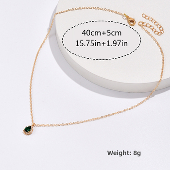 Prantsuse kunstiline retro stiilis smaragdvastane vask kullatud prantsuse kaelakee naiste veepiisaga tsirkoonehted uues stiilis