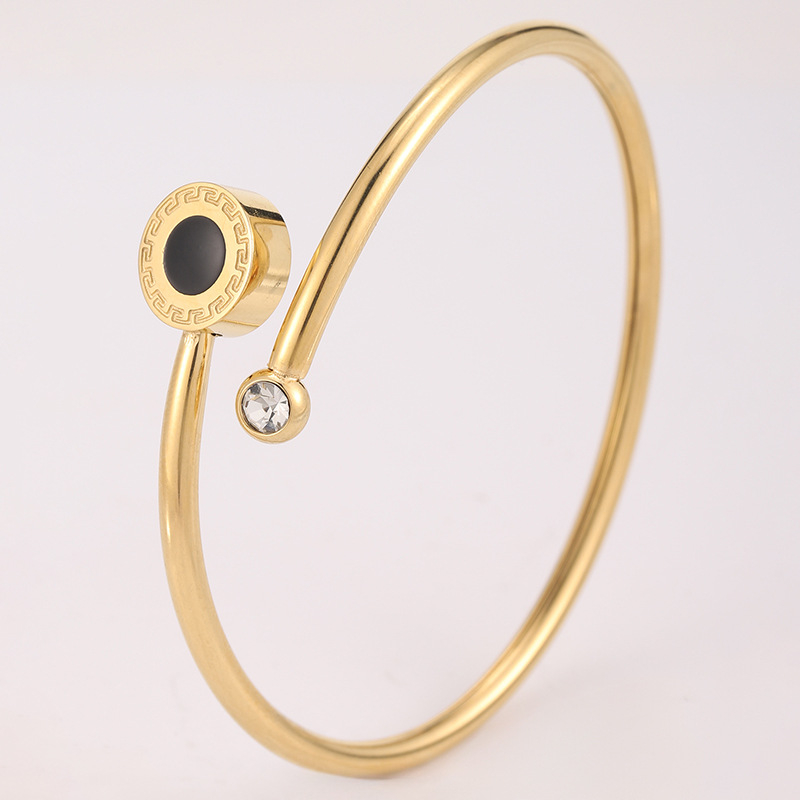 Brățară din oțel titan, versiune înaltă, model solar, coajă de diamant, design de temperament cu deschidere pentru femei, nu se estompează, bijuterii en-gros