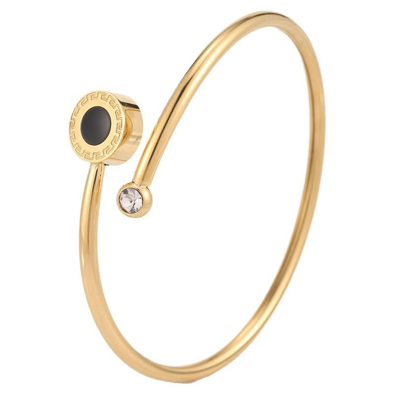 Titāna tērauda aproce ar augstu versiju, saules raksts, dimanta gliemežvāks, sieviešu atvēruma temperamenta dizains, kas neizbalē, aproču rotaslietu vairumtirdzniecība