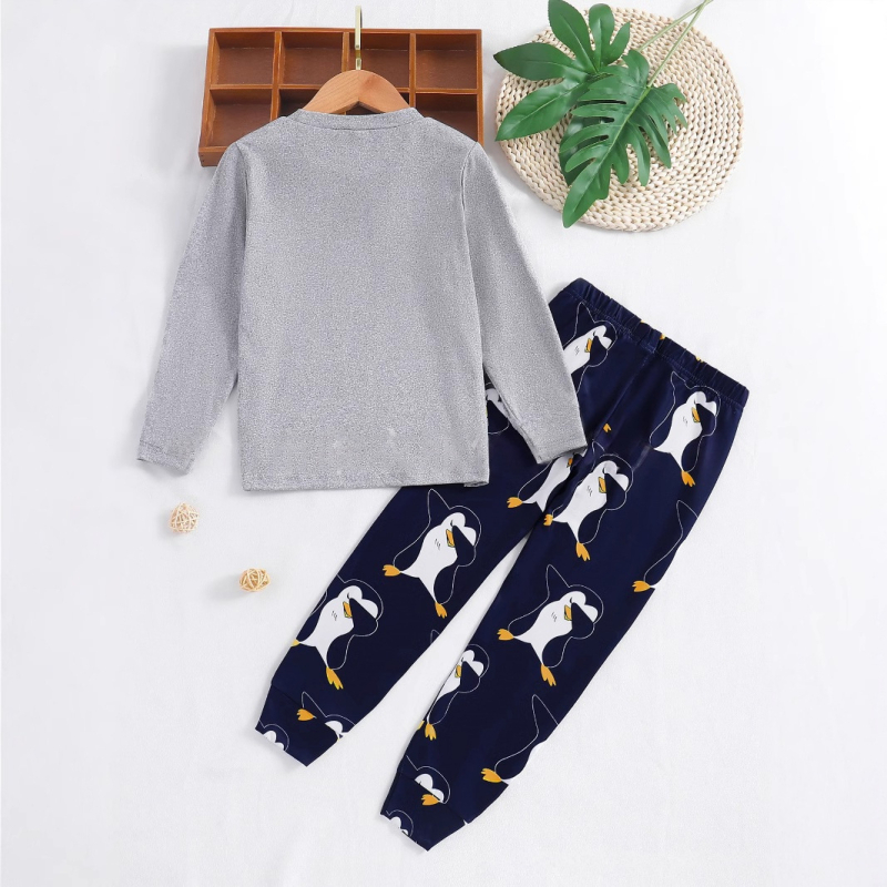 AliExpressi tarnija suured laste koomiksiga pingviiniga pikkade varrukatega topid komplekteeritud säärepüksid konditsioneeriga riided pidžaamad poiste ülikond