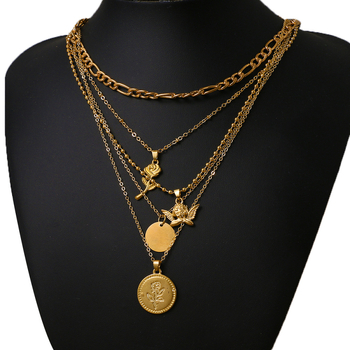 Colier cu pandantiv multistrat cu trandafir european și american, bijuterii pentru femei, retro, de înaltă calitate, personalizat, cu lanț de claviculă, accesorii, en-gros