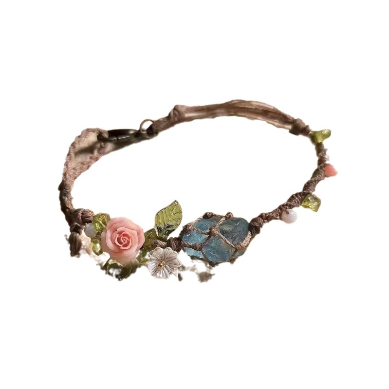 Rankomis austa originali akmeninė apyrankė, apyrankė iš virvės, krištolo tinklelio, maišelis, „Joker“ poros apyrankė, nauja