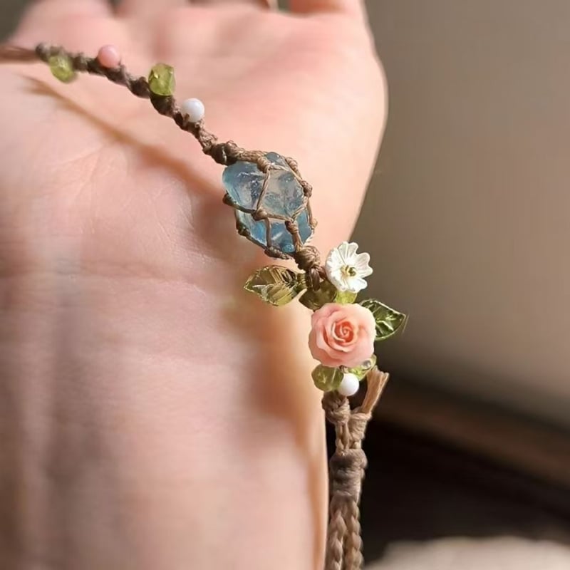 Rankomis austa originali akmeninė apyrankė, apyrankė iš virvės, krištolo tinklelio, maišelis, „Joker“ poros apyrankė, nauja