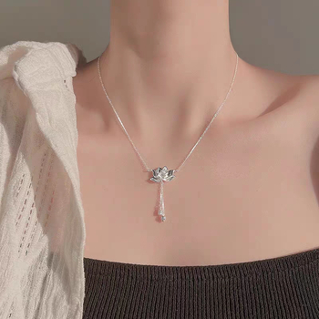 Δύο φορές κολιέ Lotus Γυναικείο Νέο Κινέζικο Στυλ Ins Εξειδικευμένο Φωτιστικό Πολυτελείας All-match Υψηλής ποιότητας Αντίκα Δώρο για την Ημέρα της Μητέρας