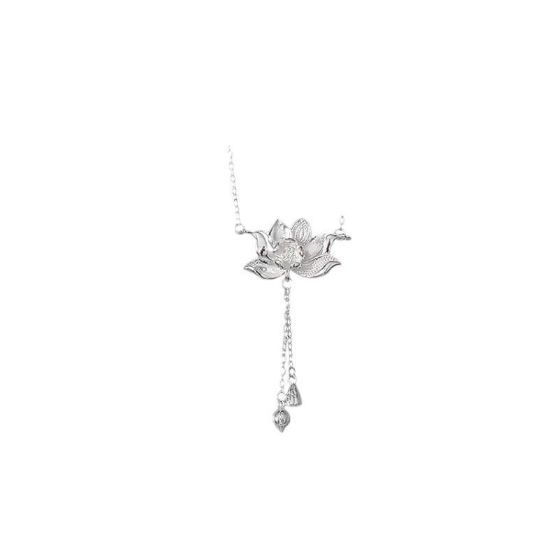 Colier Lotus de două ori pentru femei, stil chinezesc nou, nișă, lumină de lux, toate potrivirile, cadou antic de Ziua Mamei de înaltă calitate