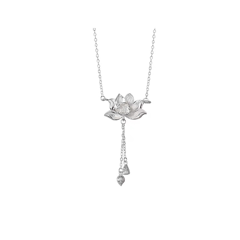 Colier Lotus de două ori pentru femei, stil chinezesc nou, nișă, lumină de lux, toate potrivirile, cadou antic de Ziua Mamei de înaltă calitate