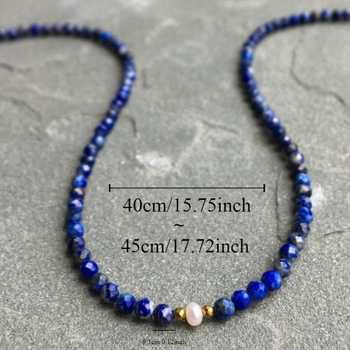 Κολιέ από λάπις λαζούλιο ανώτερης ποιότητας για γυναίκες από φυσική πέτρα και αντικέ φινίρισμα