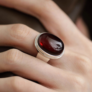 S925 Сребърен ретро пръстен с яйцевидно лице, рубин, дамски нишов дизайн, пръстен, лек луксозен, прост, висок клас, пръстен за храна, модерен