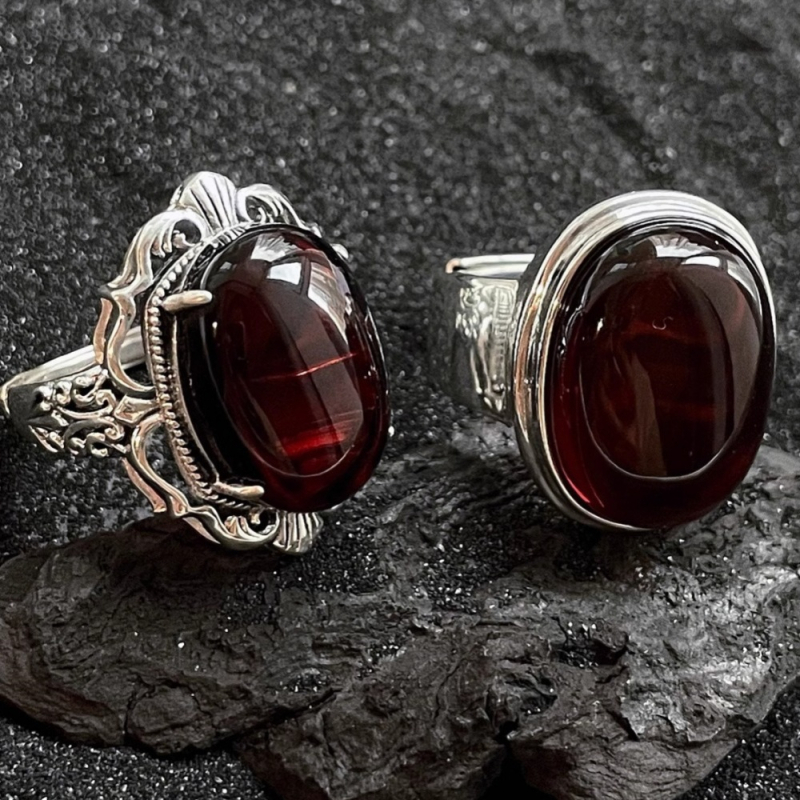 S925 Сребърен ретро пръстен с яйцевидно лице, рубин, дамски нишов дизайн, пръстен, лек луксозен, прост, висок клас, пръстен за храна, модерен