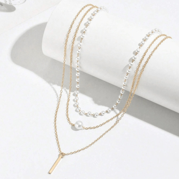 2024 Εξαγωγικό Διασυνοριακό Γεωμετρικό Μακρύ Κολιέ με Πολλαπλές Στρώσεις από Απομίμηση Μαργαριταριού με Χάντρες, Κομψό Απλό Κοσμήματα για Γυναίκες