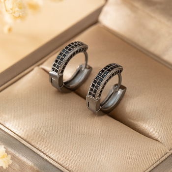 „Amazon wish“ karšto pardavimo prabangūs geometriniai vario inkrustuoti cirkonio auskarai, apvalūs temperamento universalūs auskarai, didmeninė prekyba auskarais