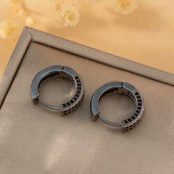 „Amazon wish“ karšto pardavimo prabangūs geometriniai vario inkrustuoti cirkonio auskarai, apvalūs temperamento universalūs auskarai, didmeninė prekyba auskarais