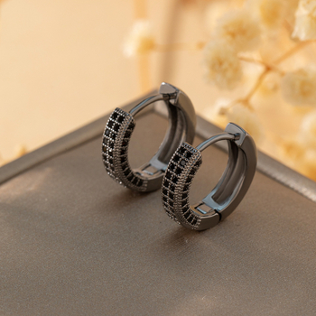 „Amazon wish“ karšto pardavimo prabangūs geometriniai vario inkrustuoti cirkonio auskarai, apvalūs temperamento universalūs auskarai, didmeninė prekyba auskarais