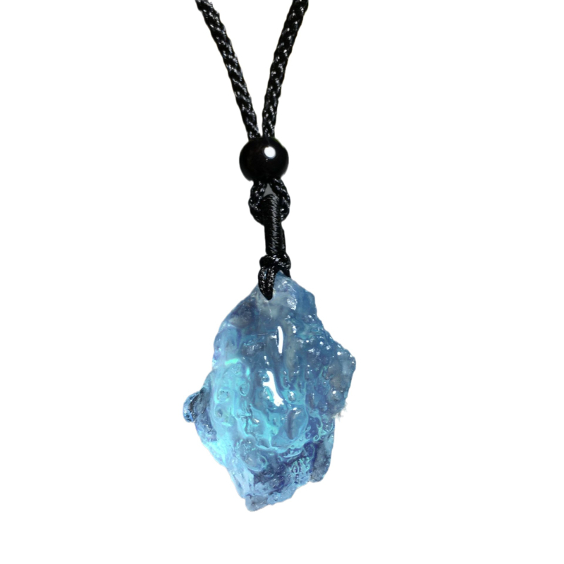 Dabīga akvamarīna oriģinālā akmens kulons, vienkārša, moderna, temperamentīga pīta virve vīriešiem un sievietēm, pārrobežu vairumtirdzniecība