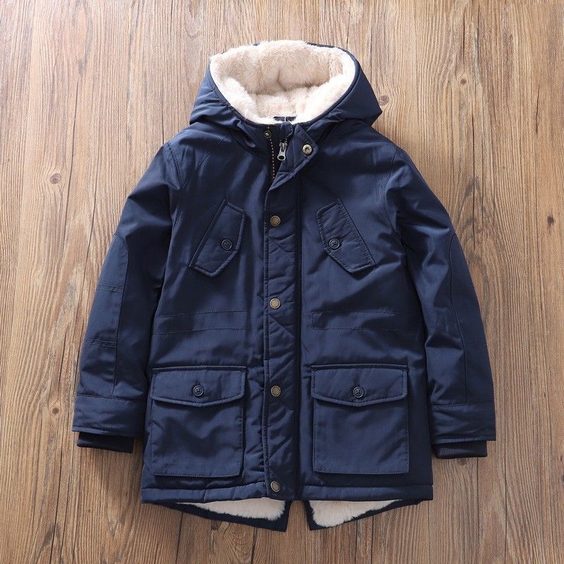 Luksuslikud laste paksendatud haugiriided Puuvillast polsterdatud riided poistele Keskmise pikkusega fliisist jope Talveriided Puuvillast polsterdatud mantel Väliskaubanduse laste riided