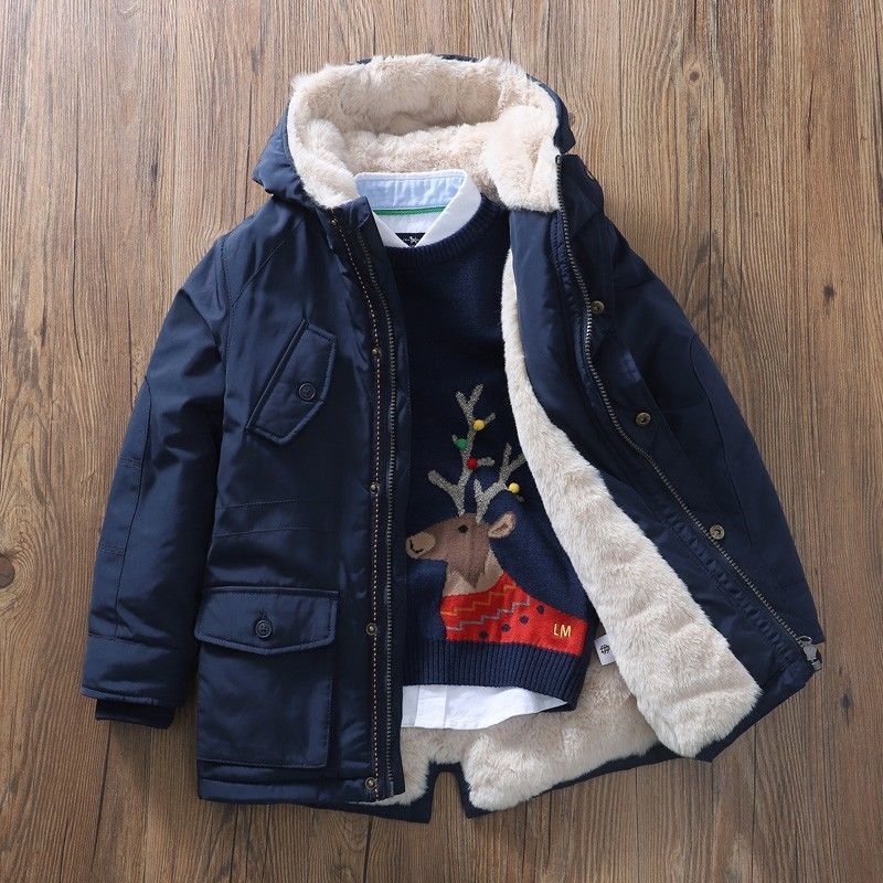 Luksuslikud laste paksendatud haugiriided Puuvillast polsterdatud riided poistele Keskmise pikkusega fliisist jope Talveriided Puuvillast polsterdatud mantel Väliskaubanduse laste riided