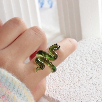 Zibo Γυαλί Κρυστάλλινο Δαχτυλίδι Ζωδιακό Φίδι Γυαλί Κοσμήματα Χειροτεχνία Δώρο Χειροποίητο Σχεδιασμός Αίσθηση Μικρό Διαδίκτυο Celebrant