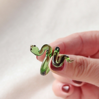 Zibo Γυαλί Κρυστάλλινο Δαχτυλίδι Ζωδιακό Φίδι Γυαλί Κοσμήματα Χειροτεχνία Δώρο Χειροποίητο Σχεδιασμός Αίσθηση Μικρό Διαδίκτυο Celebrant