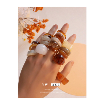 Inel de rășină de nișă cu boruri largi, nou, boem, retro, format din 20 de piese, luxos, personalizat, de înaltă calitate, cu potrivire completă