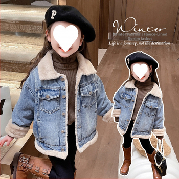 Φθινόπωρο και χειμώνας για κορίτσια, τζιν παλτό με επένδυση από φλις και πάχος 2023, νέα γυναικεία ζεστά ρούχα για μωρά, υψηλής ποιότητας ταξιδιωτικές εκρήξεις