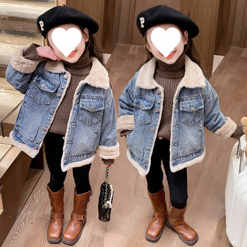 Φθινόπωρο και χειμώνας για κορίτσια, τζιν παλτό με επένδυση από φλις και πάχος 2023, νέα γυναικεία ζεστά ρούχα για μωρά, υψηλής ποιότητας ταξιδιωτικές εκρήξεις
