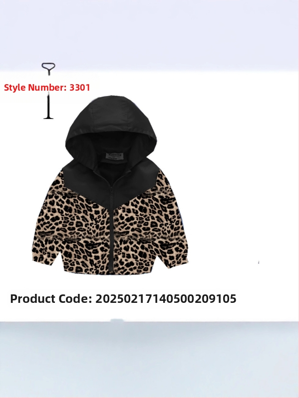 Jesenska nova dječja odjeća za dječake i djevojčice, modna jakna s leopard printom, odgovarajuća boja, patentni zatvarač, kapuljača, džep, europska i američka prekogranična jakna