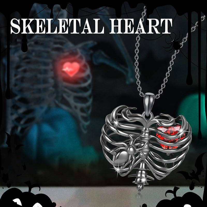 Európai és amerikai határokon átnyúló új retró divatos stílusos sötét stílusú eltúlzott szív alakú pók gyémánt medál nyaklánc férfiaknak és nőknek