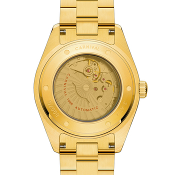 Ρολόι CARNIVAL με αυτόματο χρυσό και μηχανικό ρολόι, με αυτόματο μηχανισμό και χρυσό καντράν