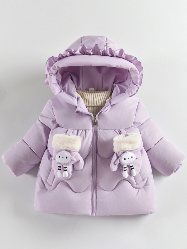 Dječji kaput s pamučnom podstavom, zadebljana flis podstava, novi dječji kaput s pamučnom podstavom, zimski kaput za djevojčice u zapadnjačkom stilu, tople rukavice, slatke