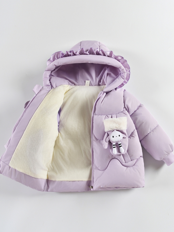 Dječji kaput s pamučnom podstavom, zadebljana flis podstava, novi dječji kaput s pamučnom podstavom, zimski kaput za djevojčice u zapadnjačkom stilu, tople rukavice, slatke