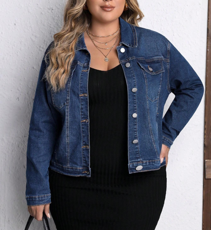 2025-ös, határokon átnyúló, új európai és amerikai női lezser farmerdzseki, egyszínű, plus size dzseki