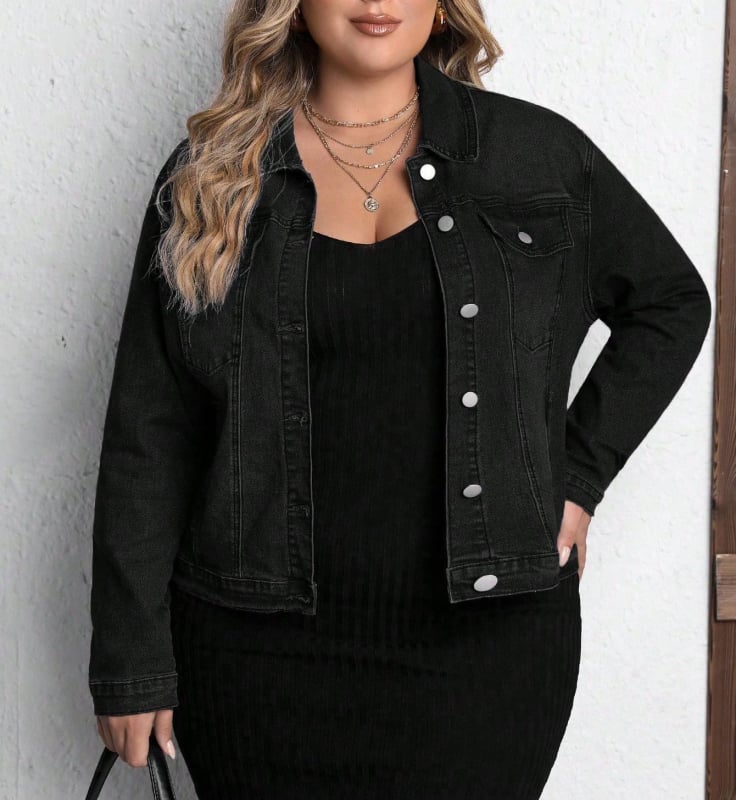 2025-ös, határokon átnyúló, új európai és amerikai női lezser farmerdzseki, egyszínű, plus size dzseki