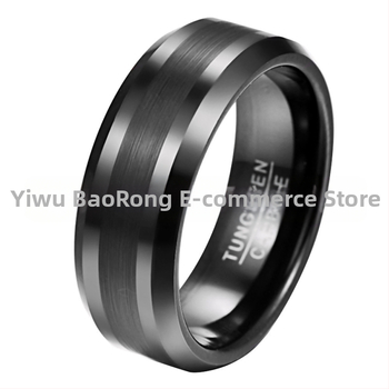 Δαχτυλίδι από ατσάλι βολφραμίου Spot, μαύρο Interstaining 8mm πλάτος, μαύρο λοξοτομημένο δαχτυλίδι από βολφράμιο άμμου, χρυσό, ανδρικό, ατσάλι βολφραμίου