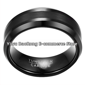 Δαχτυλίδι από ατσάλι βολφραμίου Spot, μαύρο Interstaining 8mm πλάτος, μαύρο λοξοτομημένο δαχτυλίδι από βολφράμιο άμμου, χρυσό, ανδρικό, ατσάλι βολφραμίου