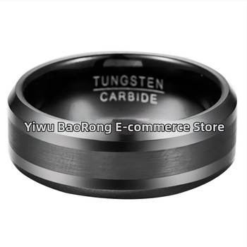 Δαχτυλίδι από ατσάλι βολφραμίου Spot, μαύρο Interstaining 8mm πλάτος, μαύρο λοξοτομημένο δαχτυλίδι από βολφράμιο άμμου, χρυσό, ανδρικό, ατσάλι βολφραμίου