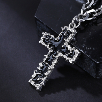 Ευρωπαϊκό και αμερικανικό κολιέ με σταυρό από ανοξείδωτο ατσάλι και ζιργκόν, εξατομικευμένο, μοντέρνο, all-match, νέα αλυσίδα κλείδας, για άνδρες και γυναίκες