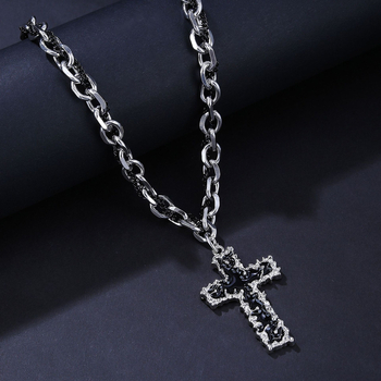 Ευρωπαϊκό και αμερικανικό κολιέ με σταυρό από ανοξείδωτο ατσάλι και ζιργκόν, εξατομικευμένο, μοντέρνο, all-match, νέα αλυσίδα κλείδας, για άνδρες και γυναίκες