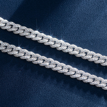 Κολιέ Street Hip-Hop με ασήμι S925 σε καυτές πωλήσεις, χρώμα D, Moissanite 8mm, κουβανέζικη αλυσίδα, σε διασυνοριακό στιλ