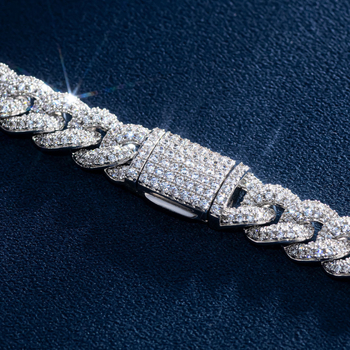 Κολιέ Street Hip-Hop με ασήμι S925 σε καυτές πωλήσεις, χρώμα D, Moissanite 8mm, κουβανέζικη αλυσίδα, σε διασυνοριακό στιλ